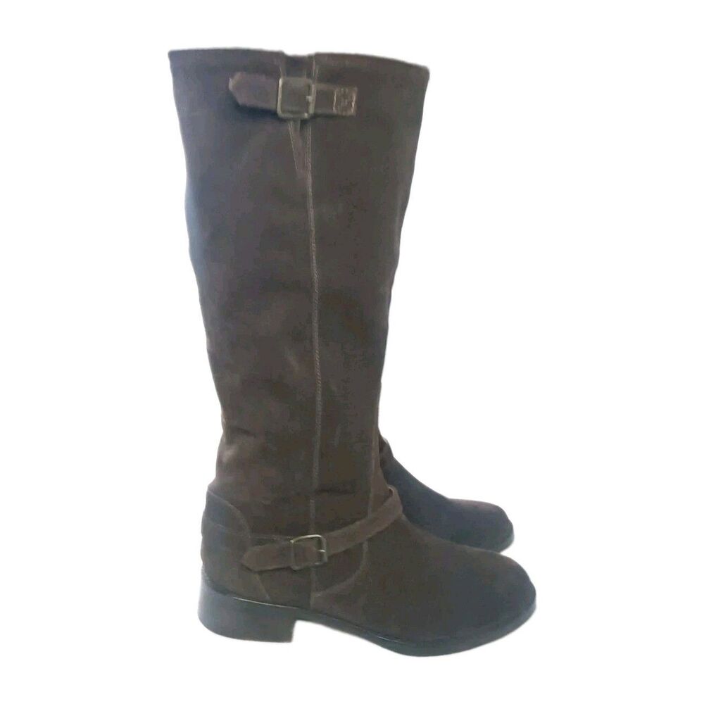 Saks fifth avenue Tall Suede Boots Womens Size 40.5 Brown Made in Italy